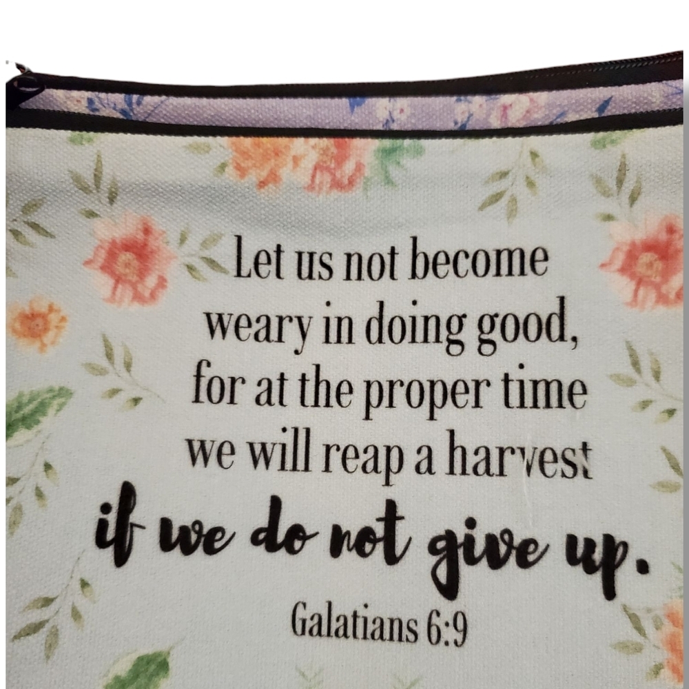 Floral Bible Verse Makeup Bag, Pencil Pouch, Inspiration Multipurpose Bag Gift - Picture 3 of 10